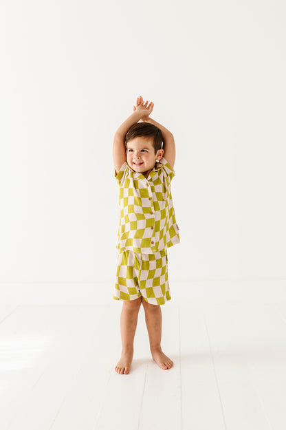 Wavy Check Waffle Knit Set