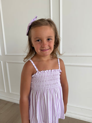 Purple Stripe Babydoll Smocked Set