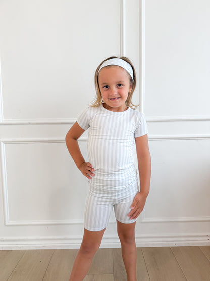 Blue Stripe Short Set