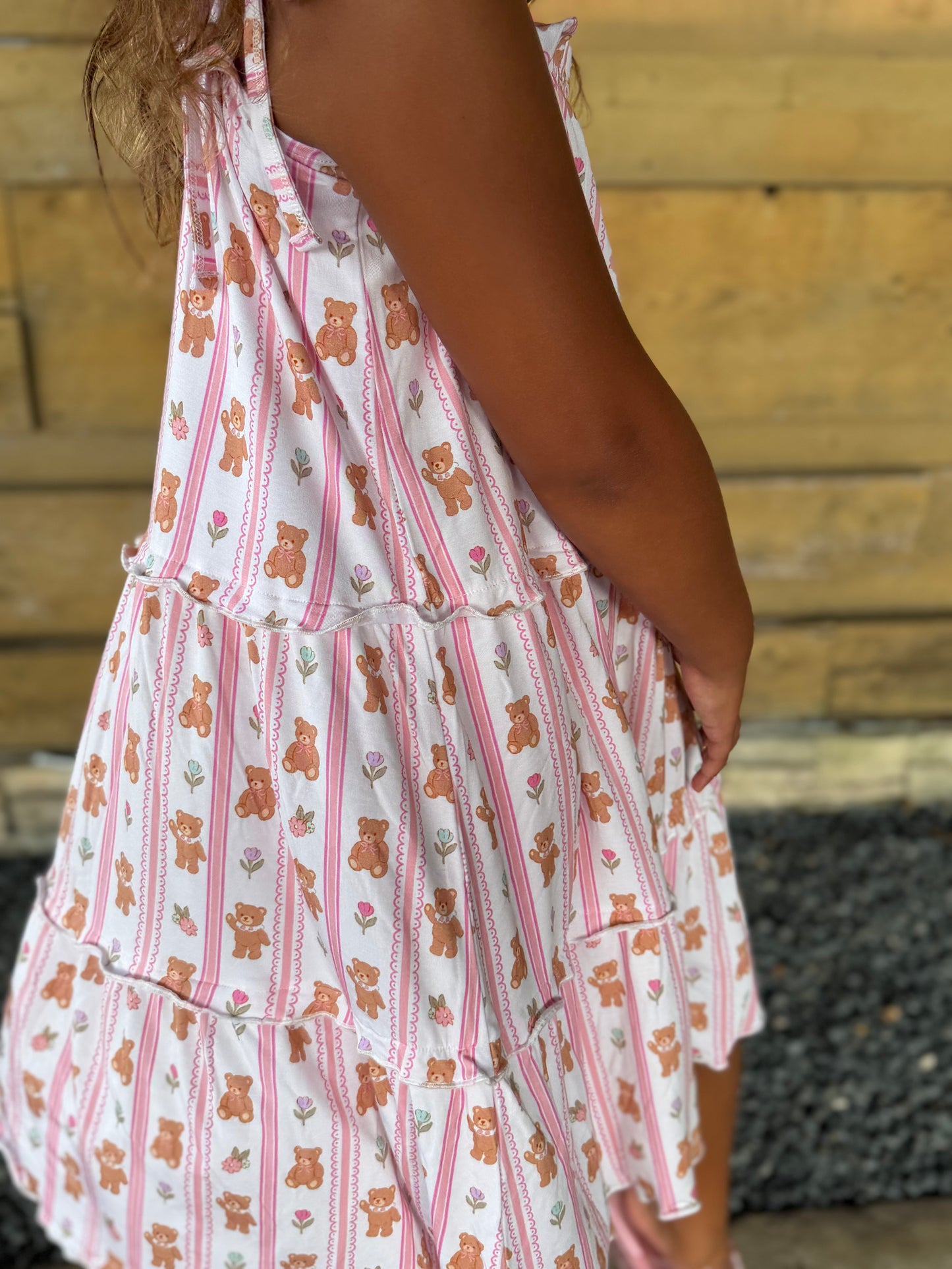 Teddy Tulips Tier Twirl Dress