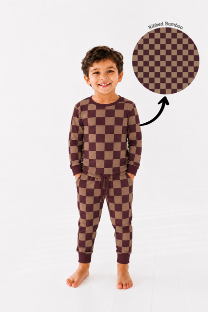 PRE-ORDER OCTOBER Carmel Check Long Sleeve Jogger Set