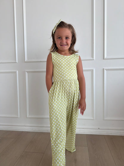 Green Polka Dot Tank Wide Leg Romper
