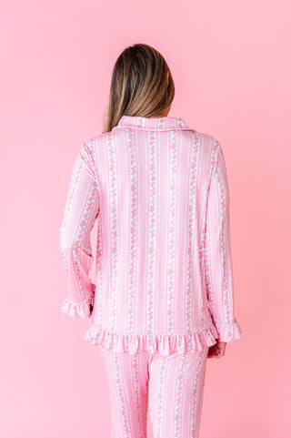 Blush Bouquet Ruffle Adult Button Up Set