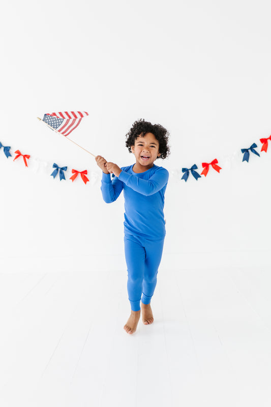 Liberty Blue Ribbed Long Set