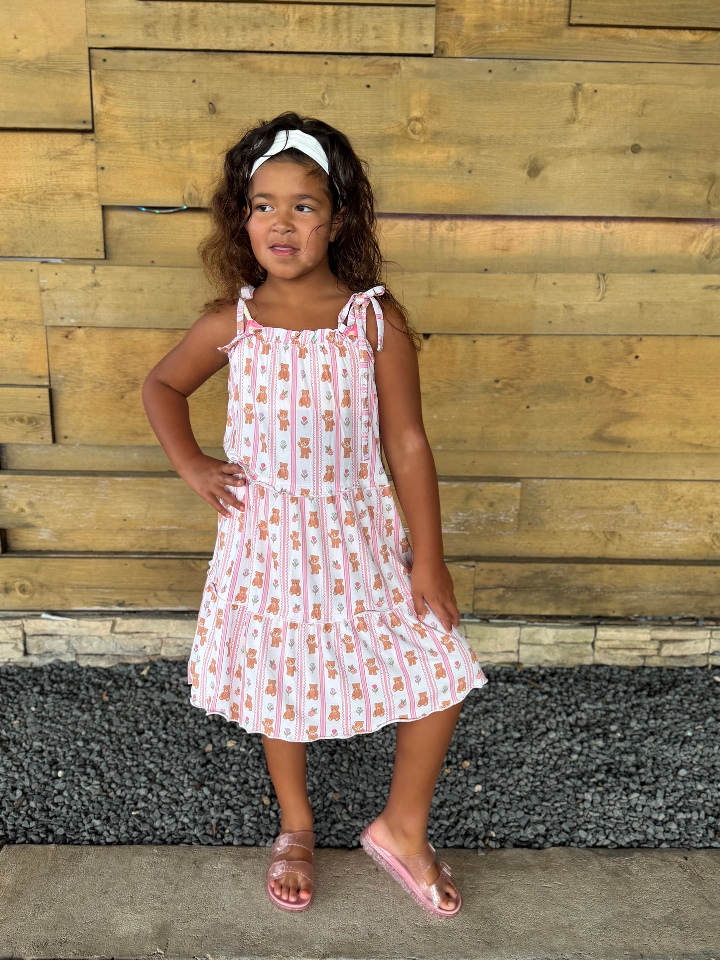 Teddy Tulips Tier Twirl Dress