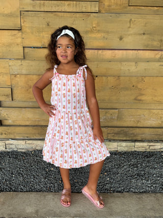 Teddy Tulips Tier Twirl Dress