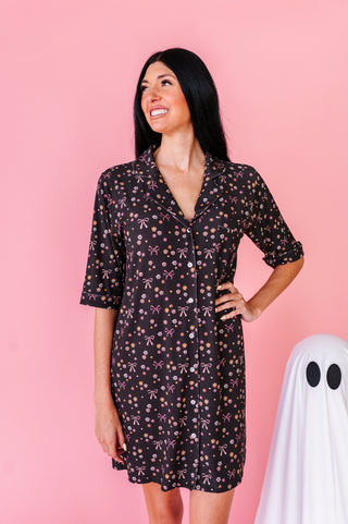 Moonlight Meadows Ribbed Adult Button Up Gown (EST SHIP TIME 1-2 WEEKS)