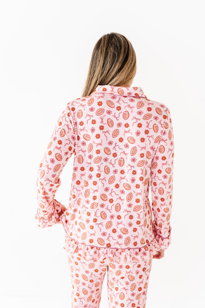 Friday Night Florals Ruffle Adult Button Up Set (EST SHIP TIME 3-4 WEEKS)