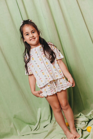 Lemon Lullaby Ruffle Drawstring Short Set