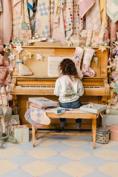 Christmas Bows Mint Green Adult Crewneck Sweatshirt