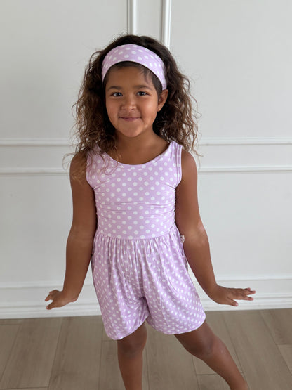 Purple Polka Dot Tank Shorty Romper