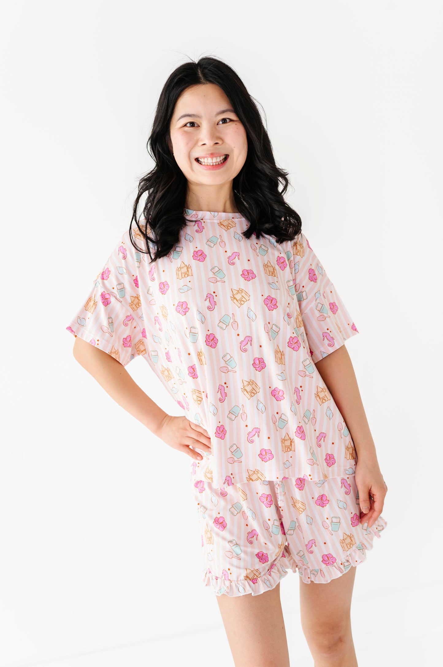 Hibiscus Harbor Adult Ruffle Short Set