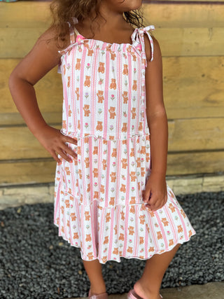 Teddy Tulips Tier Twirl Dress