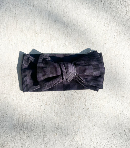 Harlan Check Ribbed Top Knot Bow