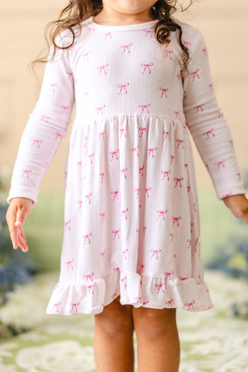 Rosie Ribbons Long Sleeve Ruffle Dress