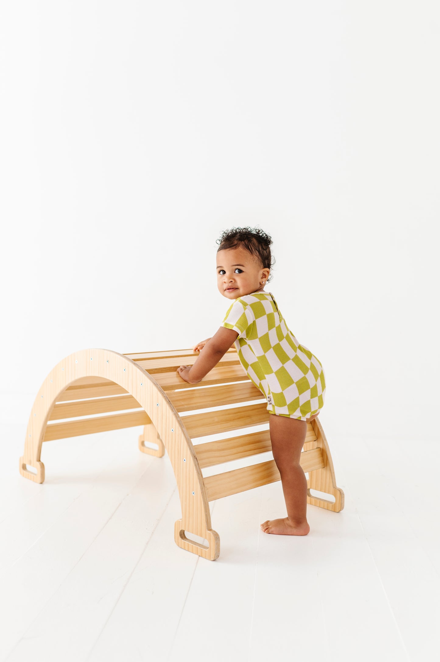 Wavy Check Waffle Knit Bubble