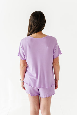 Lilac Adult Ruffle Waffle Knit Set