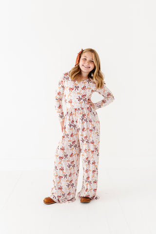 Autumn Ribbons Wide Leg Romper (EST SHIP TIME 3-4 WEEKS)