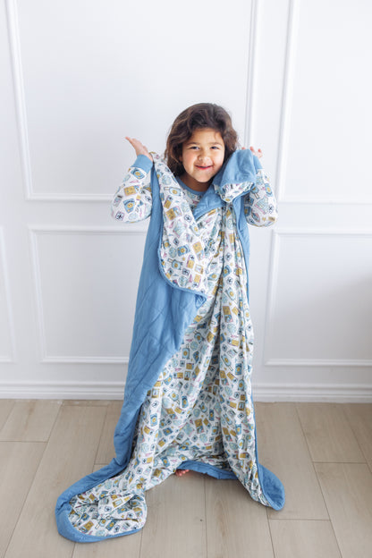 Jet Blue Skies Cloud Quilted Blanket