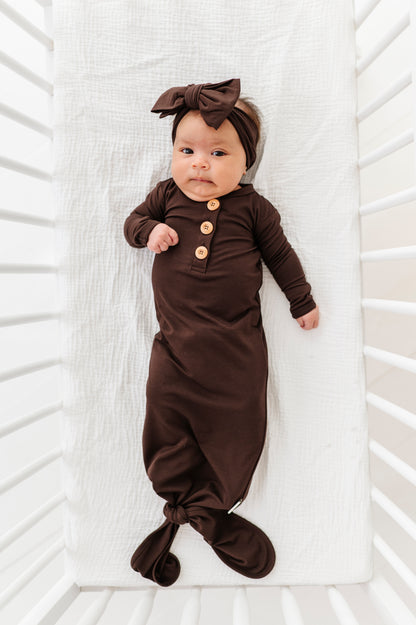 Espresso Newborn Knotted Gown