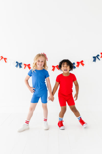 Liberty Blue Ribbed Short Set