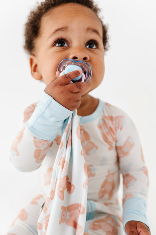 Baby Blue Teddy Paci Lovey