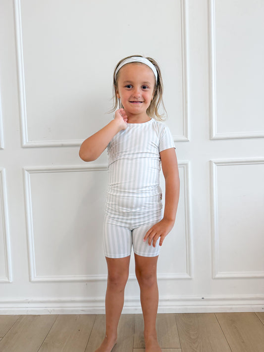 Blue Stripe Short Set