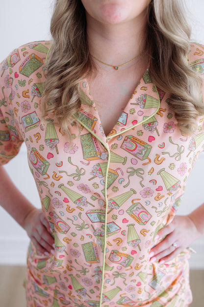 Shamrock Shakes Adult Short Sleeve Flare Button Up Set