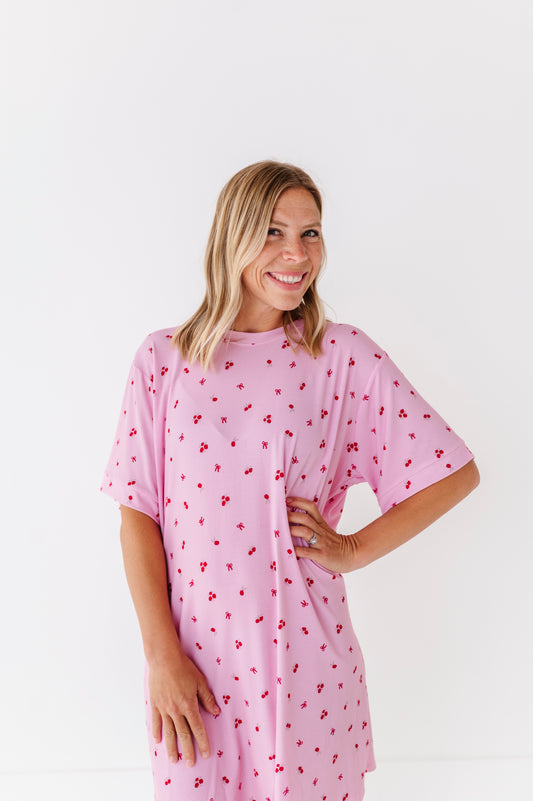 Posy Petals Ribbed Adult T-Shirt Dress
