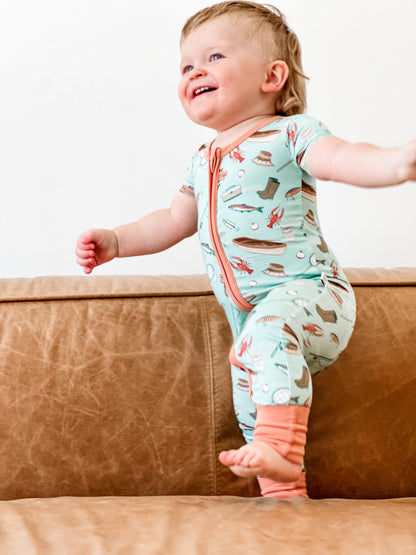 Gone Fishin’ Short Sleeve Zippy Romper