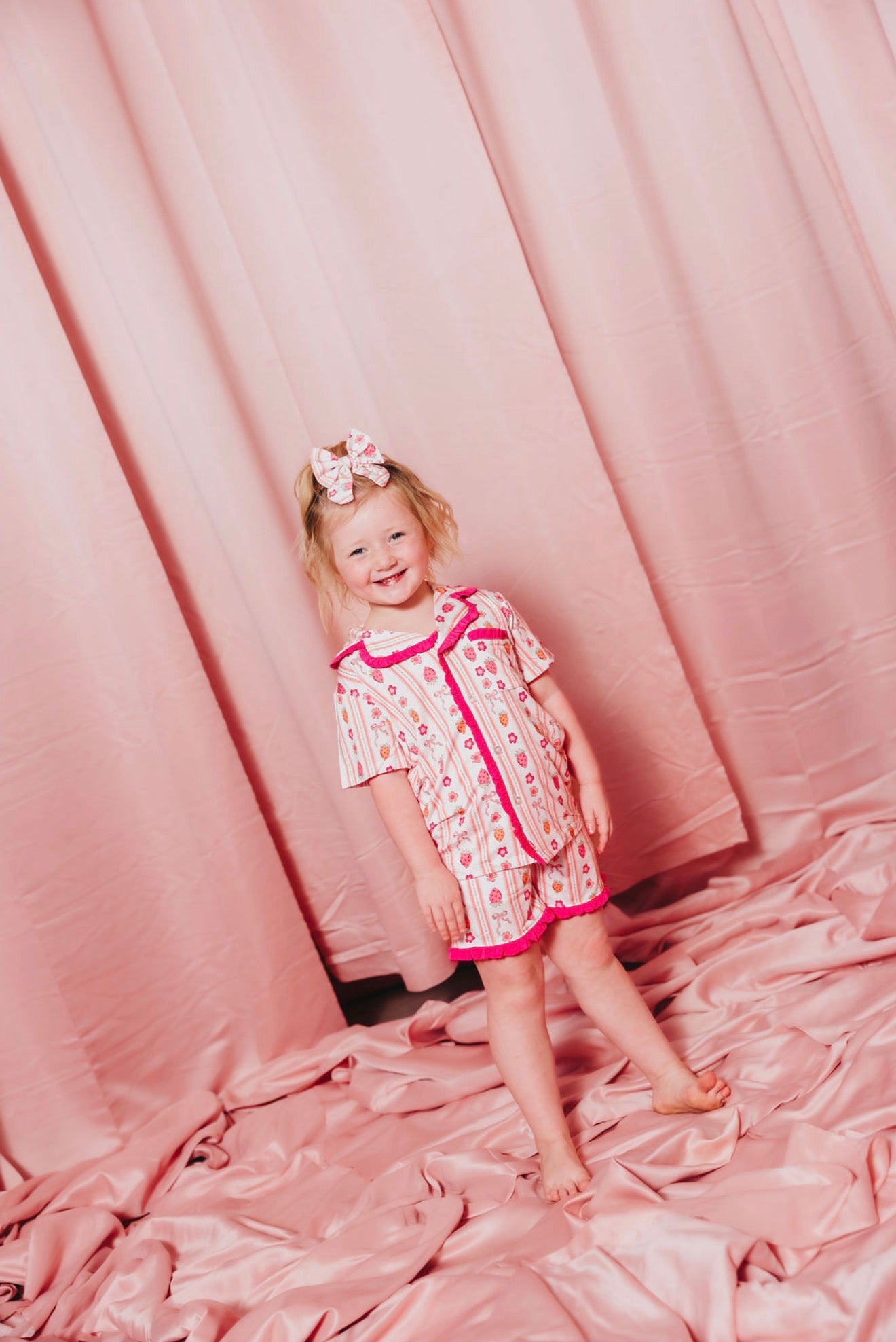 Strawberry Squeeze Ruffle Button Up Short Set