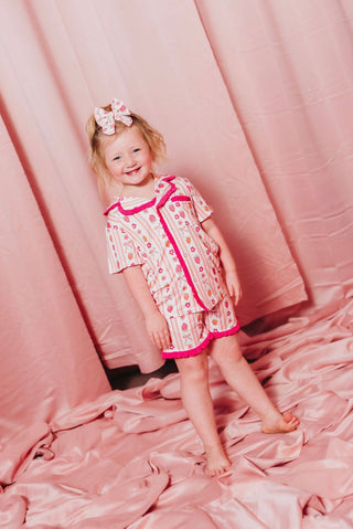 Strawberry Squeeze Ruffle Button Up Short Set
