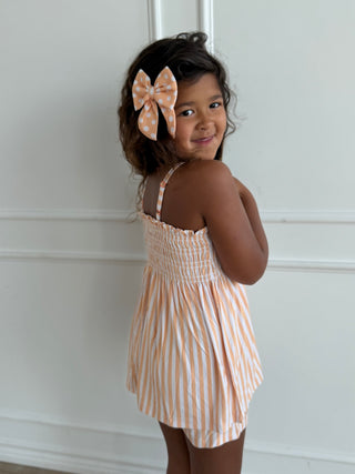 Orange Stripe Babydoll Smocked Set