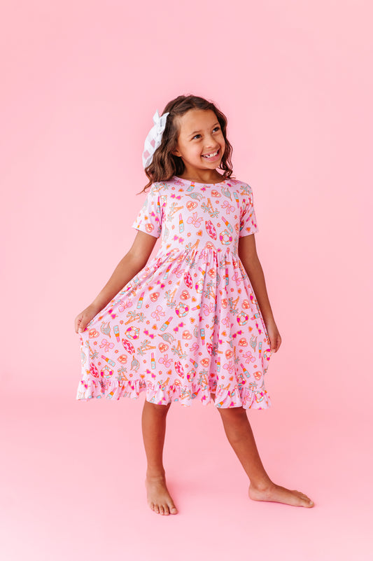 Malibu Remi Short Sleeve Ruffle Dress