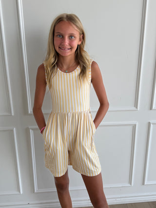 Yellow Stripe Tank Shorty Romper