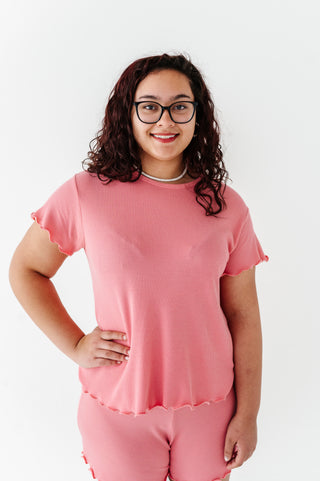 Rose Adult Ruffle Waffle Knit Set
