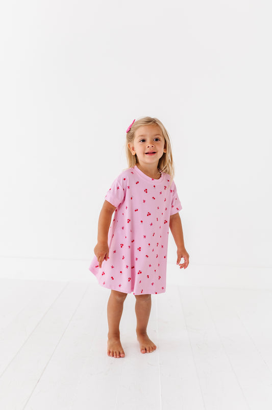 Posy Petals Ribbed Kids T-shirt Dress