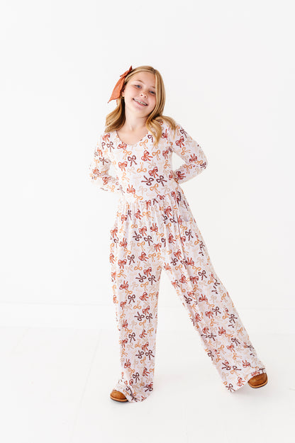 Autumn Ribbons Wide Leg Romper (EST SHIP TIME 3-4 WEEKS)