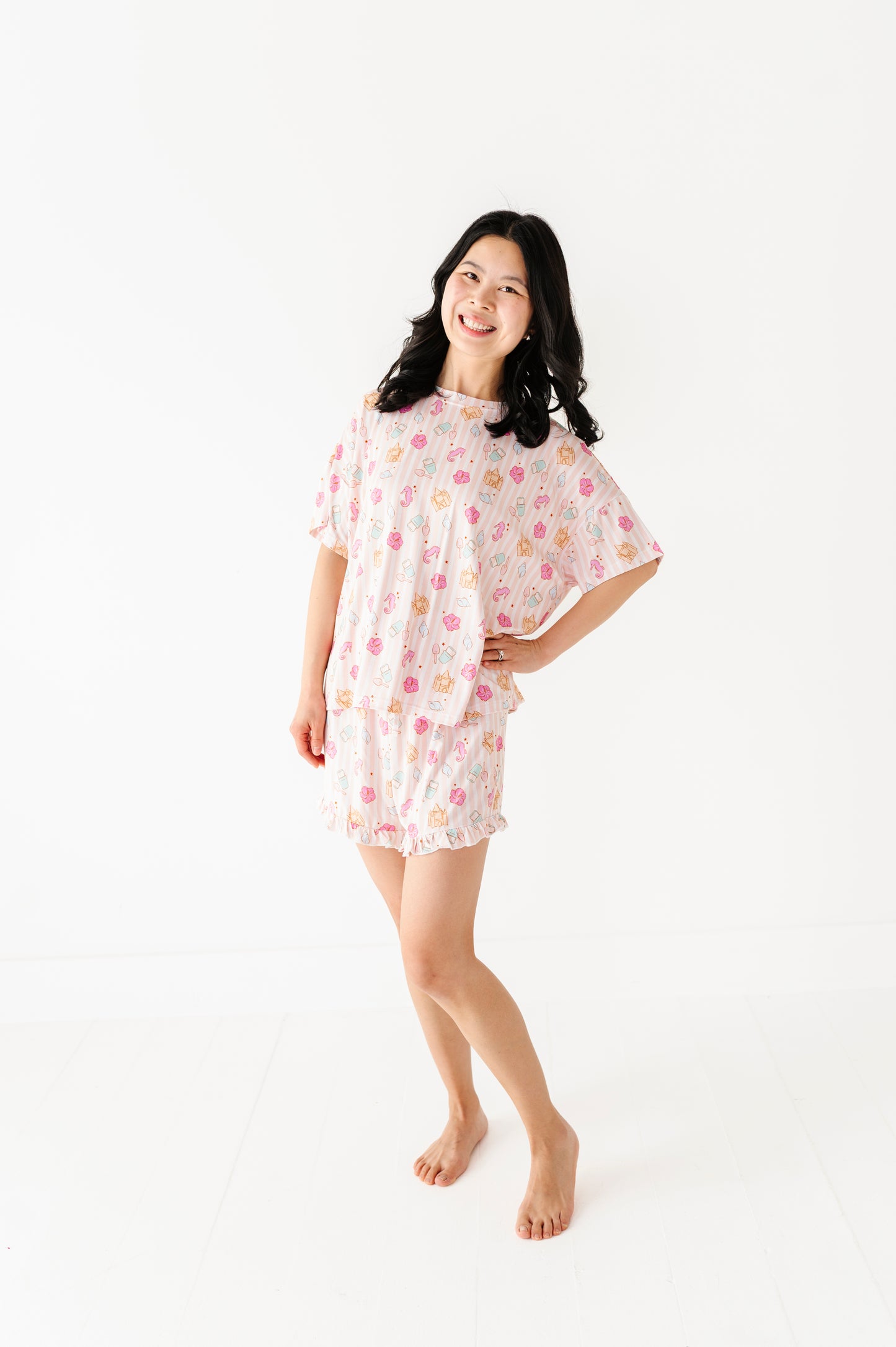 Hibiscus Harbor Adult Ruffle Short Set