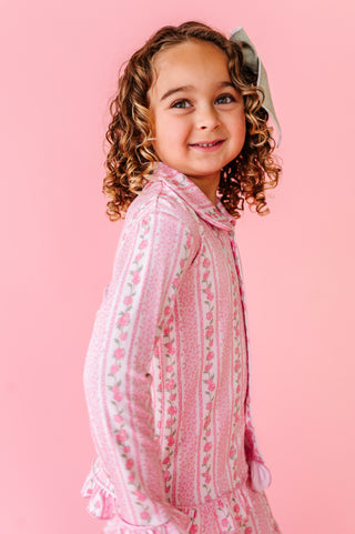 Blush Bouquet Ruffle Button Up Set