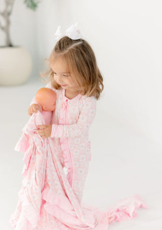 Georgia Checkerboard Ruffle Bamboo Blanket
