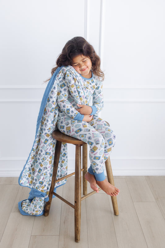 Jet Blue Skies Cloud Quilted Blanket