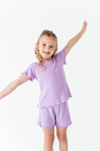 Lilac Ruffle Waffle Knit Set