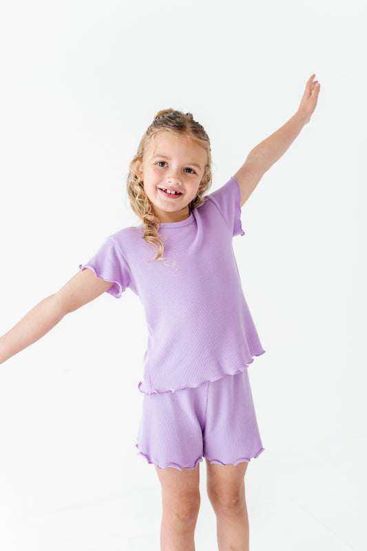 Lilac Ruffle Waffle Knit Set