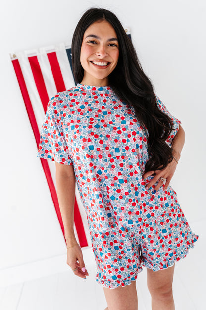 Bomb Pop Blooms Adult Ruffle Short Set