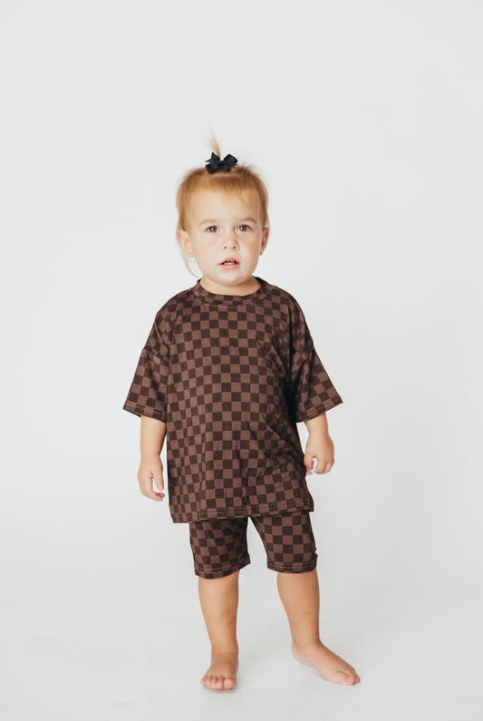 Dark Roast Check Relaxed Short Set