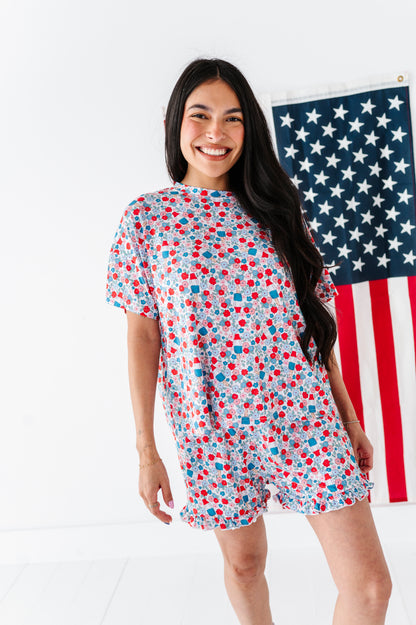 Bomb Pop Blooms Adult Ruffle Short Set