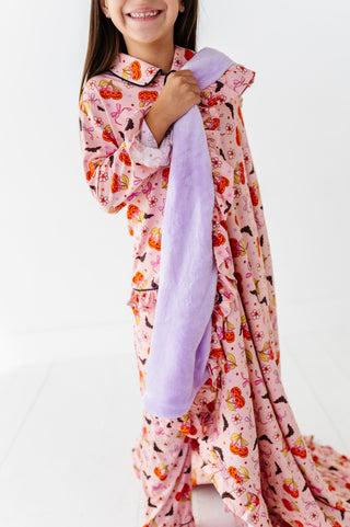 Cherry Pumpkins Minky Plush Ruffle Blanket (EST SHIP TIME 7-10 DAYS)
