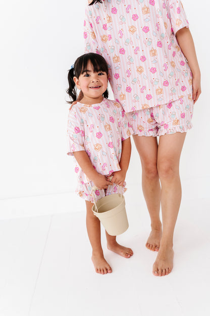 Hibiscus Harbor Adult Ruffle Short Set