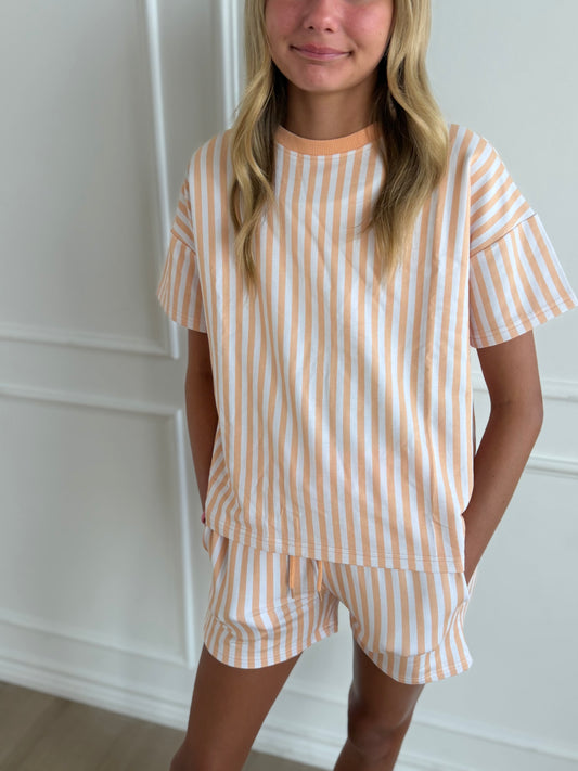 Orange Stripe Terry Set